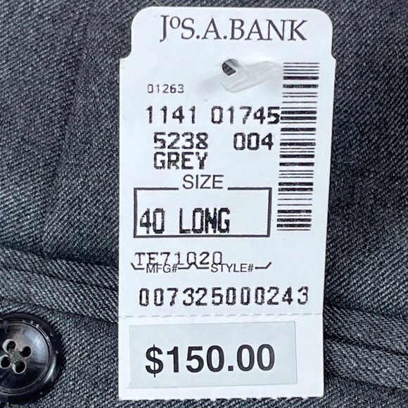 Jos A Bank Men"s Grey Straight Pants Sz 40 Long - NWT - Picture 11 of 13